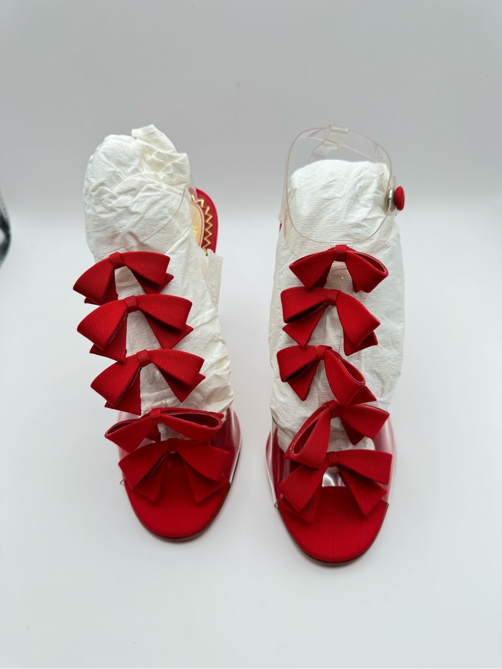 Christian Louboutin Bow Bow 100 PVC Grosgrain Version Red 20th Anniversary EU 36 - Picture 3 of 10